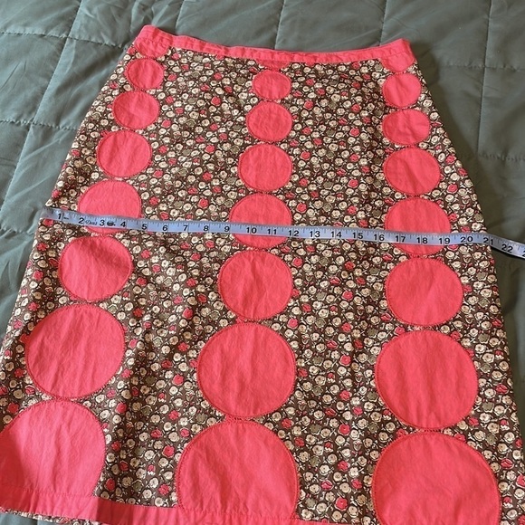 Boden Artsy Appliqué Skirt Boho Brown Pink 8L Floral Full Dot Mixed Feminine - Picture 13 of 16